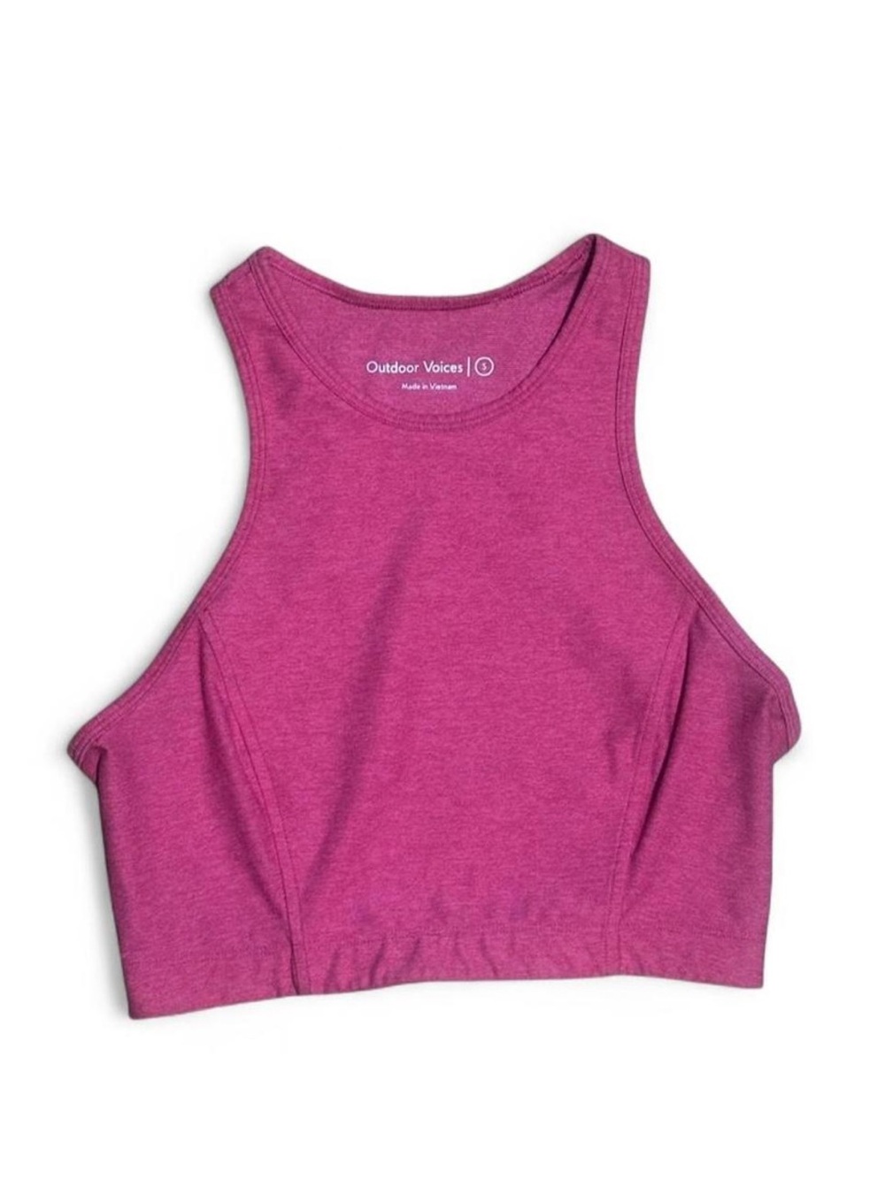 Outdoor Voices Athena Cropped Compression Athleisure Tank Top- Flamingo Pink